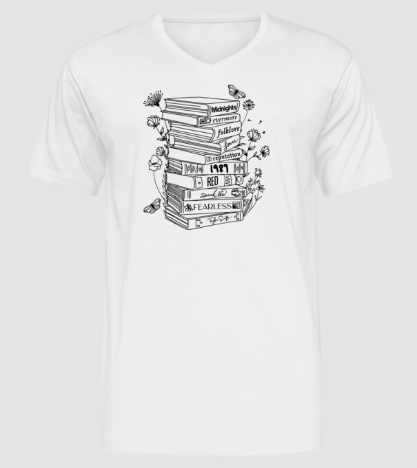 Eras tour books model alb pe tricou