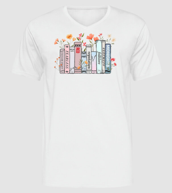 Eras tour books color model alb pe tricou