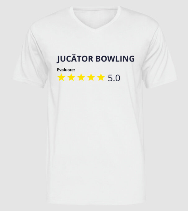 evaluare: jucător bowling de 5 stele model alb pe tricou