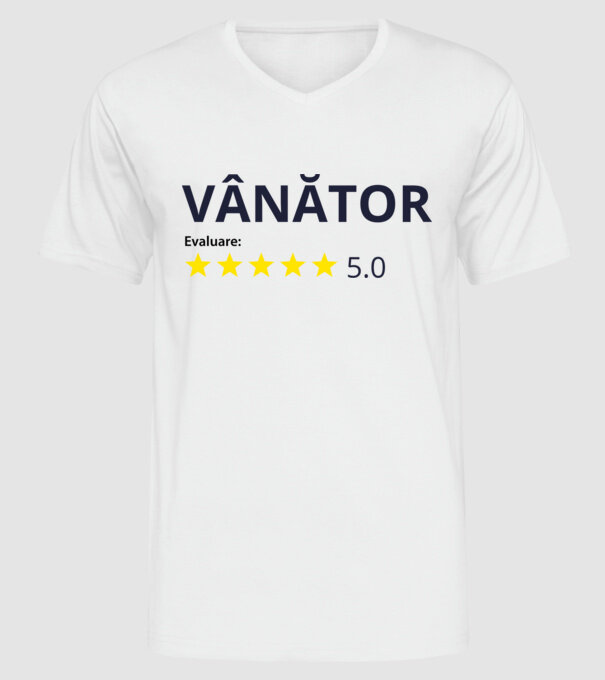 evaluare: vânător de 5 stele model alb pe tricou