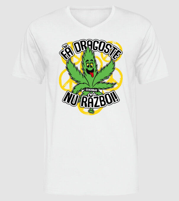 fă dragoste, nu război! (cenzurat) model alb pe tricou