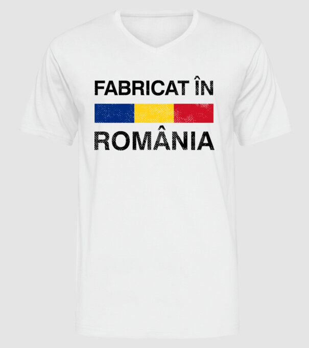 Fabricat în România model alb pe tricou