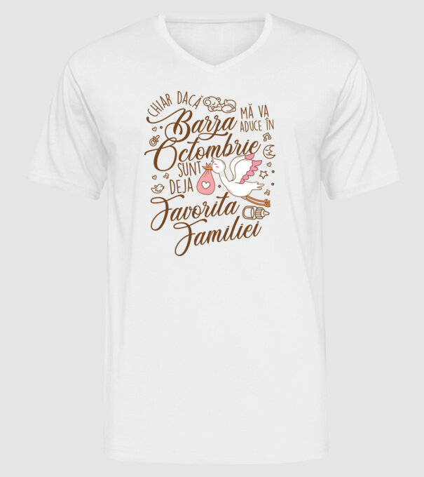Favorita familiei OCTOMBRIE model alb pe tricou