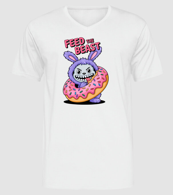 Feed the beast model alb pe tricou