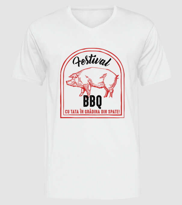 Festival BBQ - cu tata în grădina din spate! model alb pe tricou
