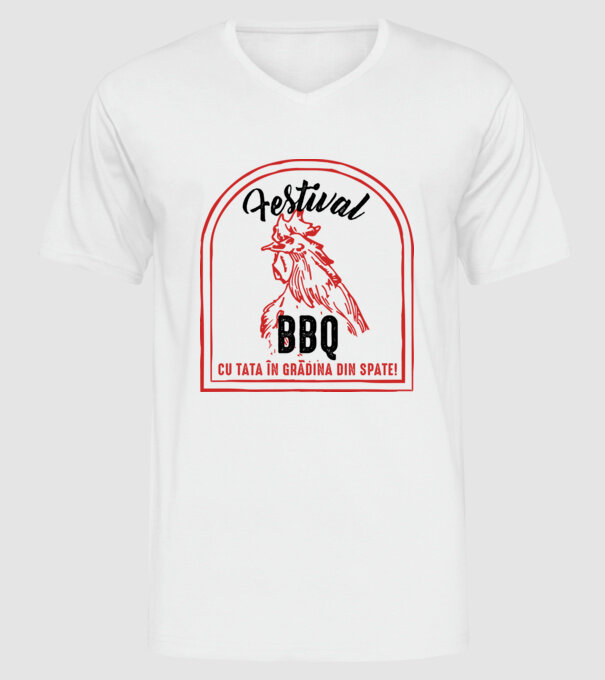 Festival BBQ - cu tata în grădina din spate! model alb pe tricou