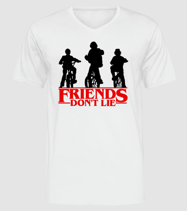 friends dont lie bicycle model alb pe tricou