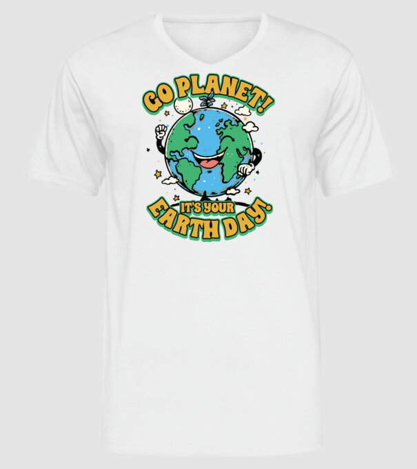 Go planet model alb pe tricou