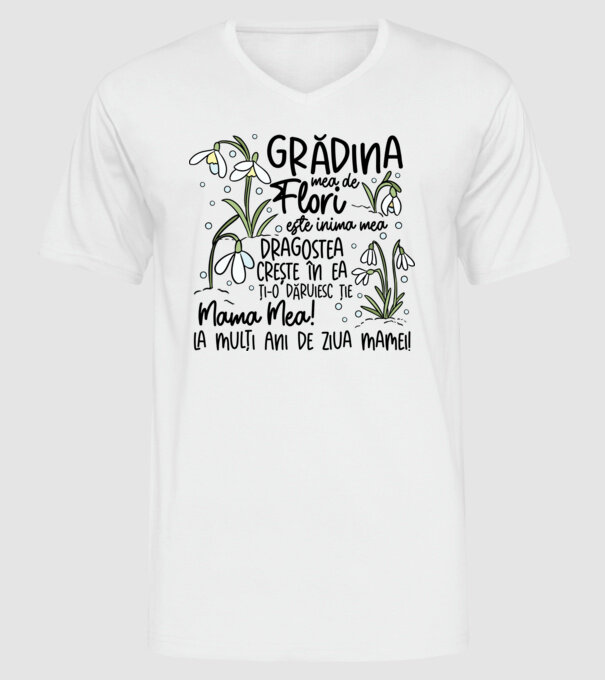 Grădina mea de flori model alb pe tricou