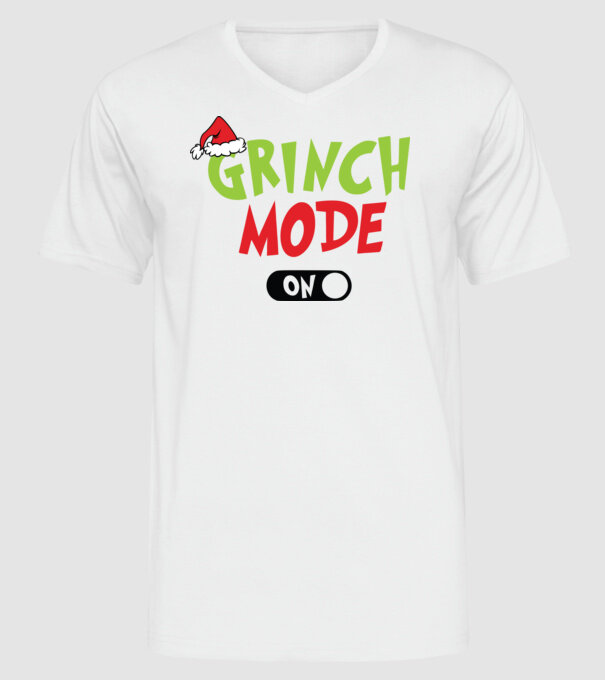 Grinch Mode model alb pe tricou