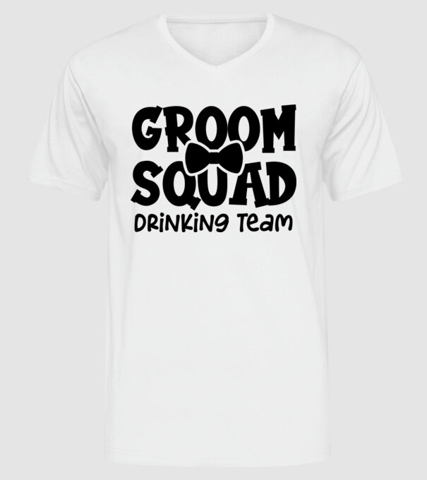 Groom Squad model alb pe tricou