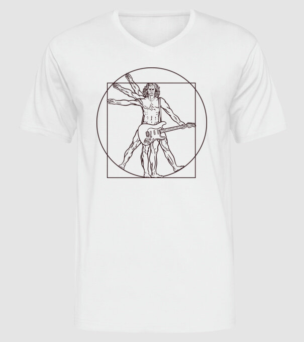 Guitar player model alb pe tricou