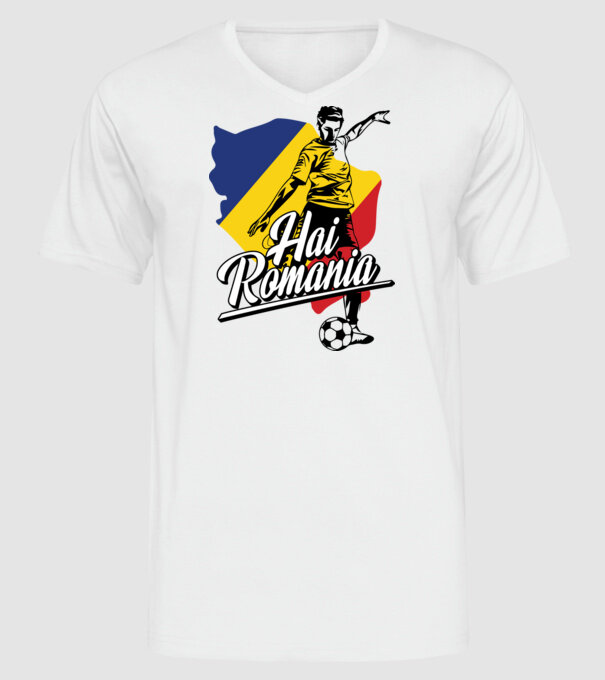 Hai romania fotbal model alb pe tricou