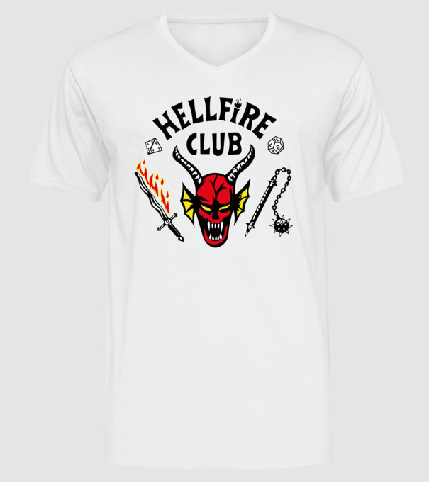 HELLFIRE CLUB model alb pe tricou
