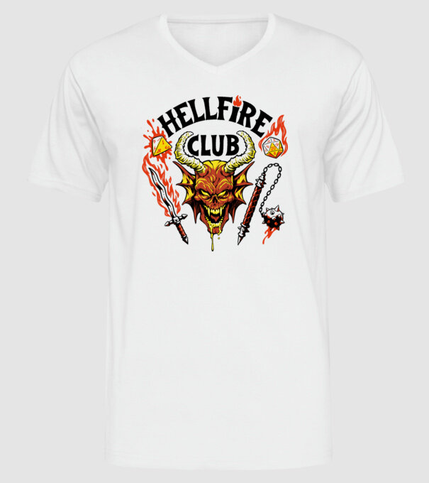 Hellfire ok model alb pe tricou