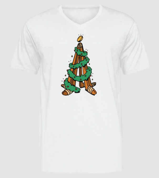 Hockey tree model alb pe tricou