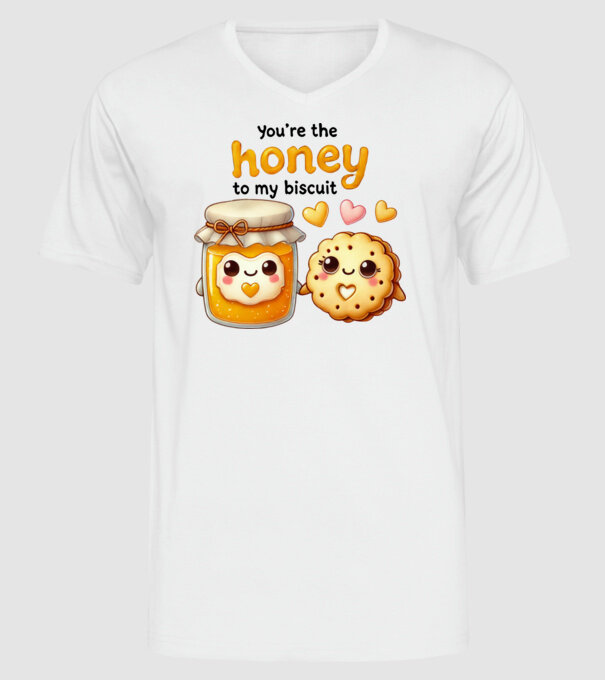 Honey to my Biscuit model alb pe tricou