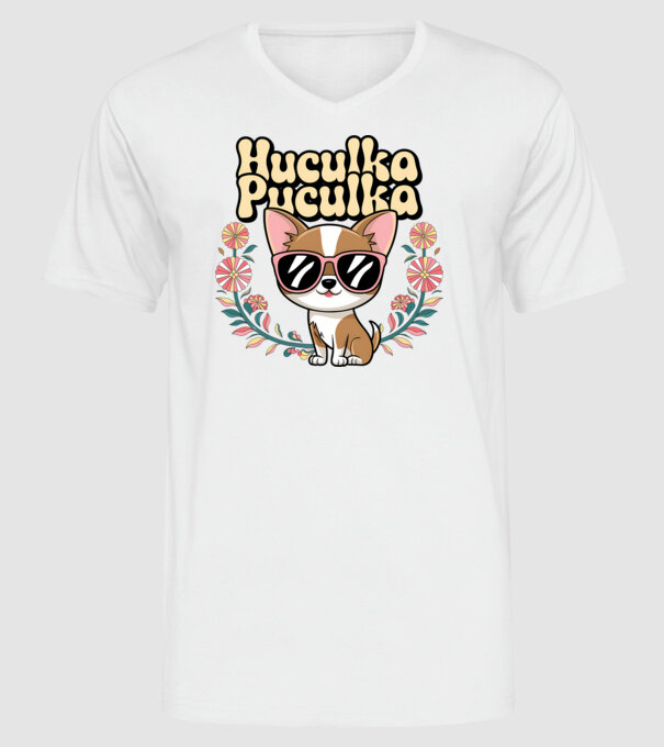 Huculka Puculka câine 1 model alb pe tricou
