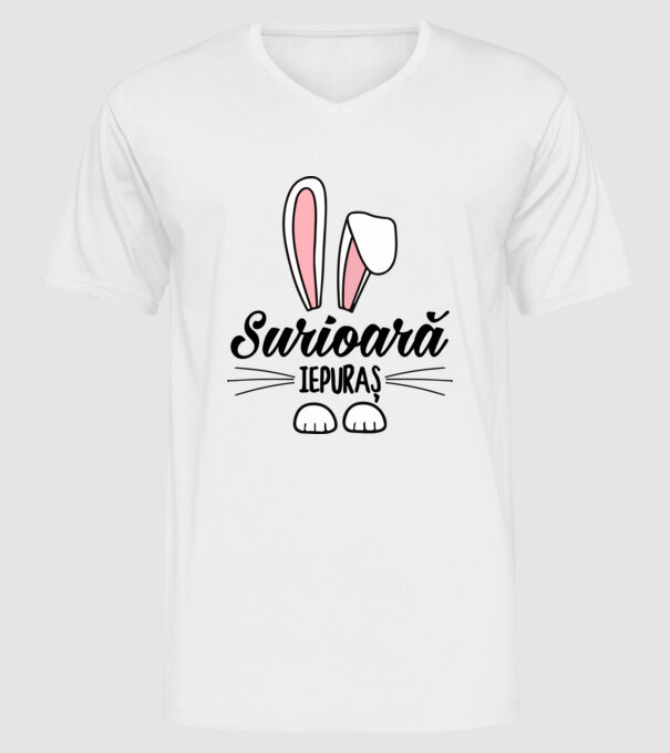 Iepuraș surioară model alb pe tricou