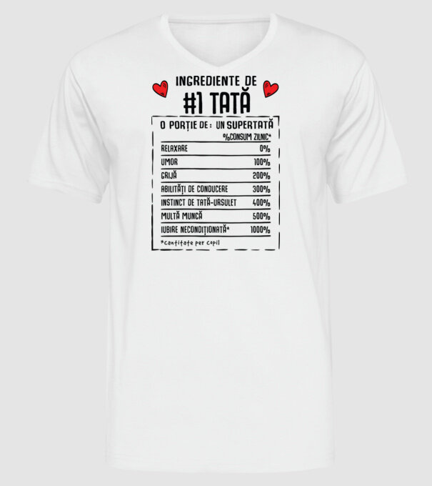 Ingrediente Tată model alb pe tricou