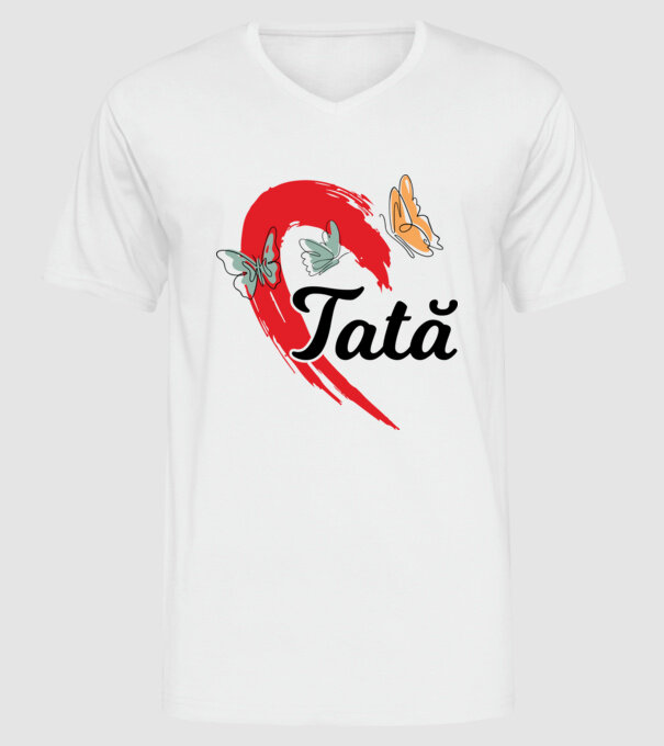 Tată model alb pe tricou