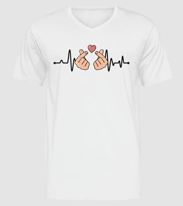 Kpop heartbeaT model alb pe tricou