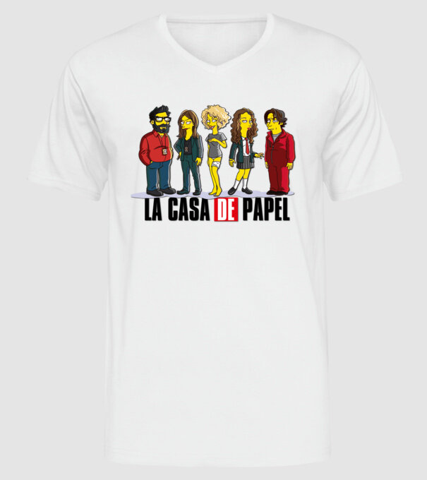 la casa de papel simpson model alb pe tricou