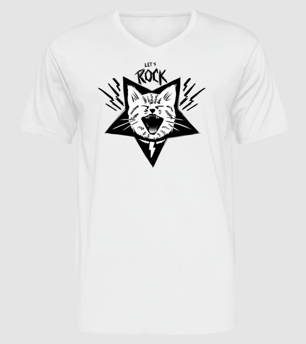 Let's Rock model alb pe tricou