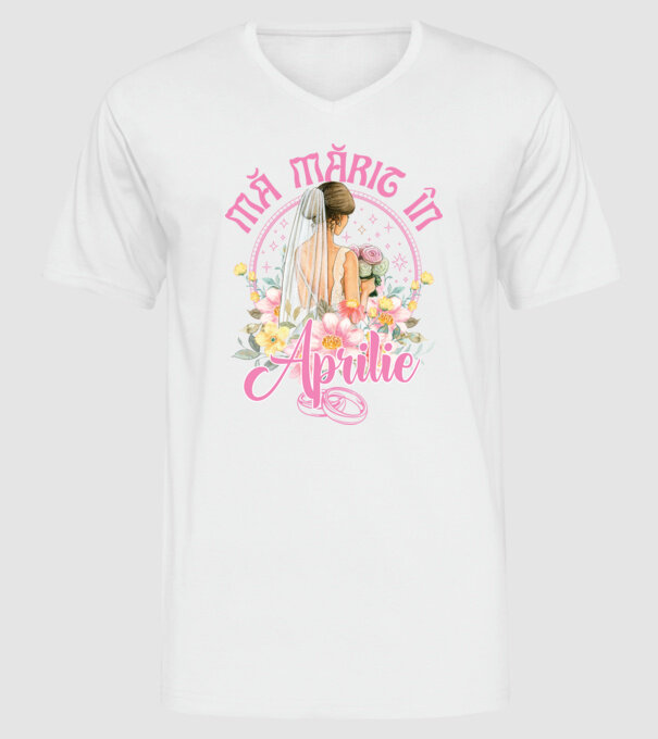 mă mărit - în aprilie model alb pe tricou
