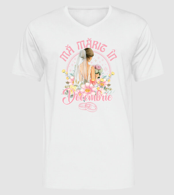 mă mărit - în decembrie model alb pe tricou