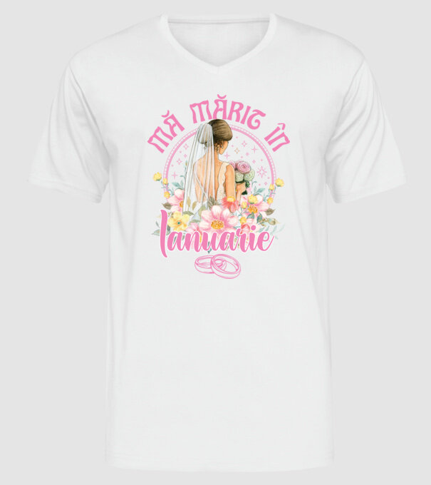 mă mărit - în ianuarie model alb pe tricou