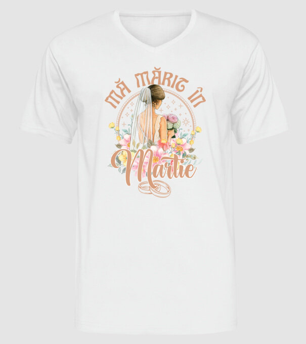 mă mărit - în martie model alb pe tricou