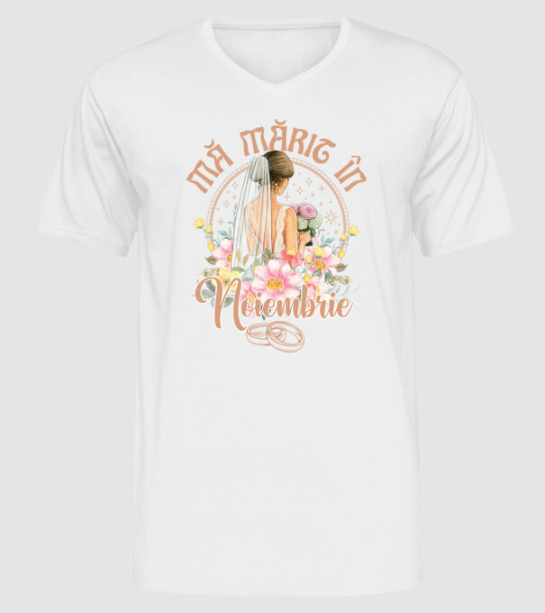 mă mărit - în noiembrie model alb pe tricou