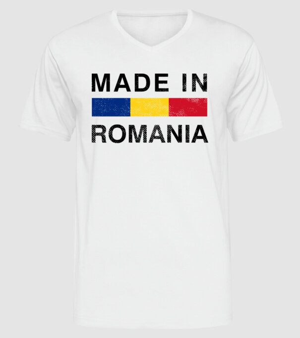 made in romania model alb pe tricou