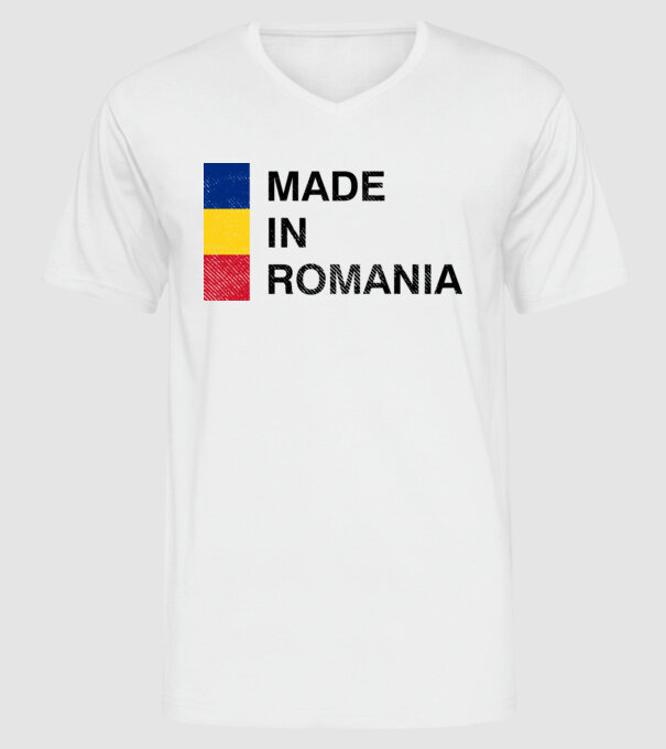 made in romania model alb pe tricou