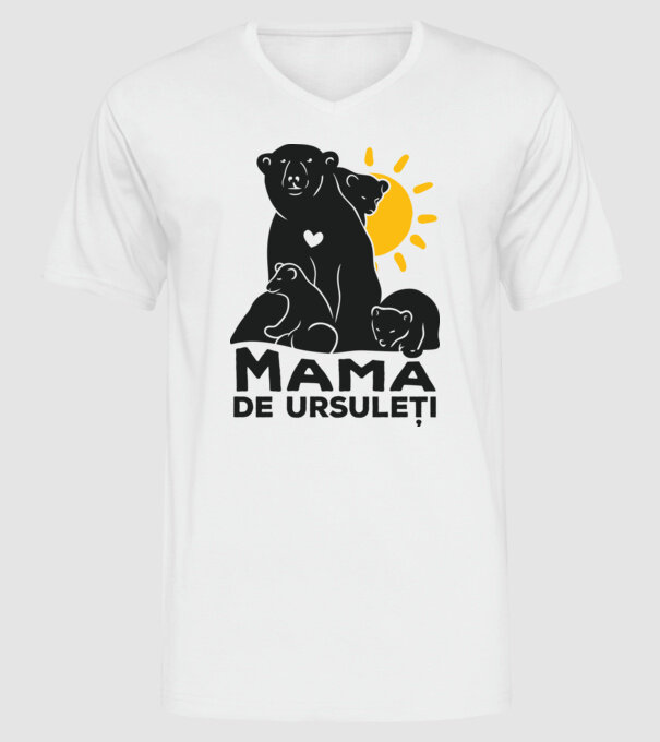 Mamă de ursuleți model alb pe tricou