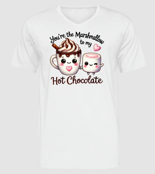 Marshmallow to my Hot Chocolate model alb pe tricou