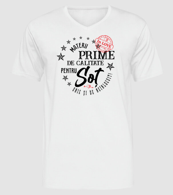 Materii prime de calitate pentru soț model alb pe tricou