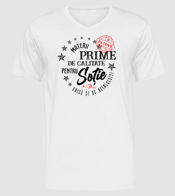 Materii prime de calitate pentru soție model alb pe tricou