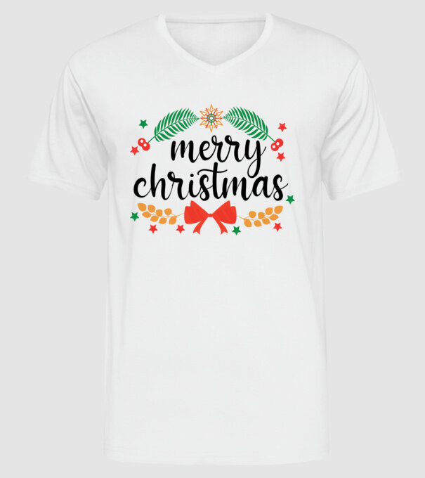Merry christmas model alb pe tricou