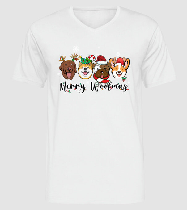 Merry woofmas 2 model alb pe tricou
