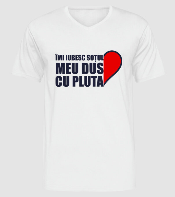 Îmi iubesc soțul meu dus cu pluta model alb pe tricou