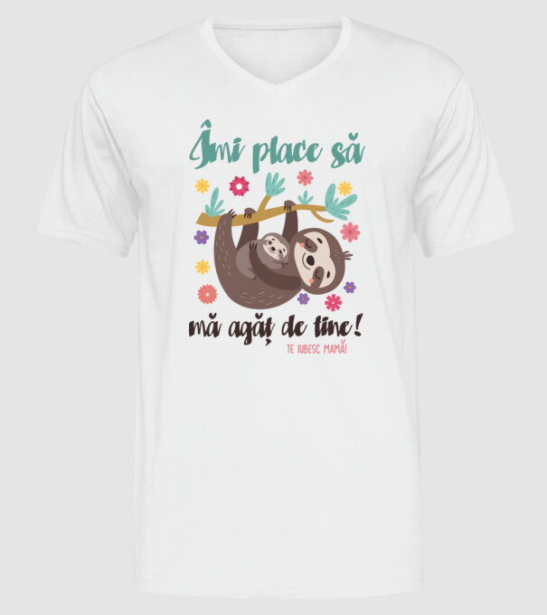 Îmi place că te agăți de mine! model alb pe tricou
