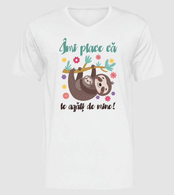 Îmi place să mă agăț de tine! Te iubesc mamă! model alb pe tricou