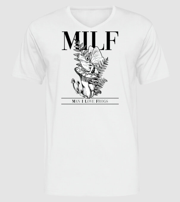 MILF man i love frogs model alb pe tricou