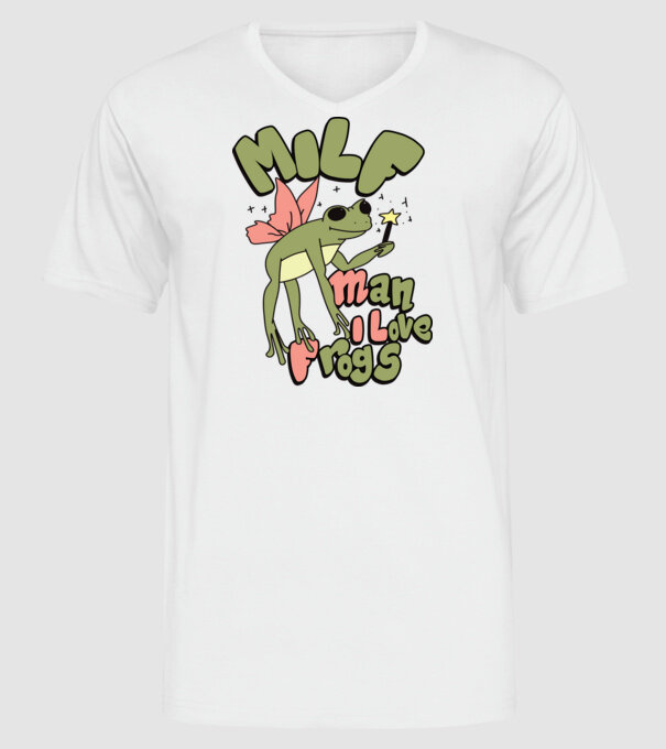 MILF man i love frogs model alb pe tricou