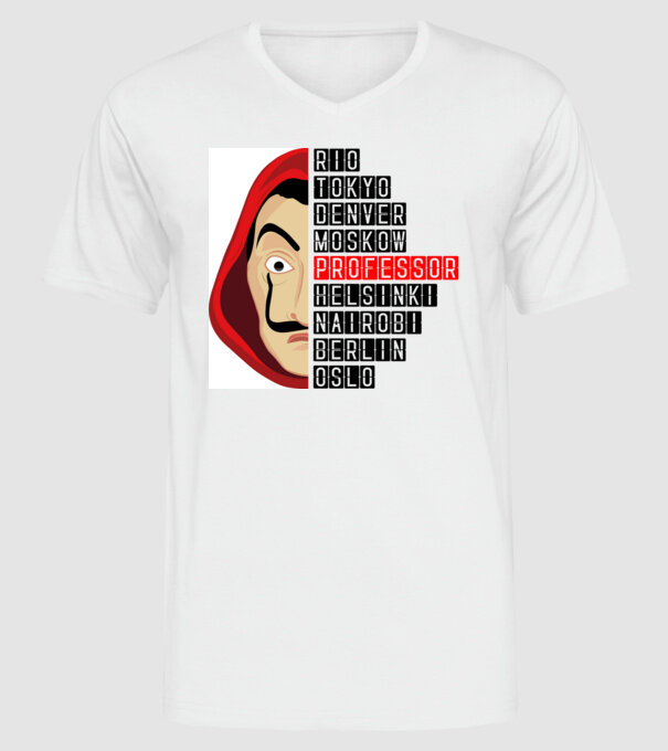 money heist cities model alb pe tricou