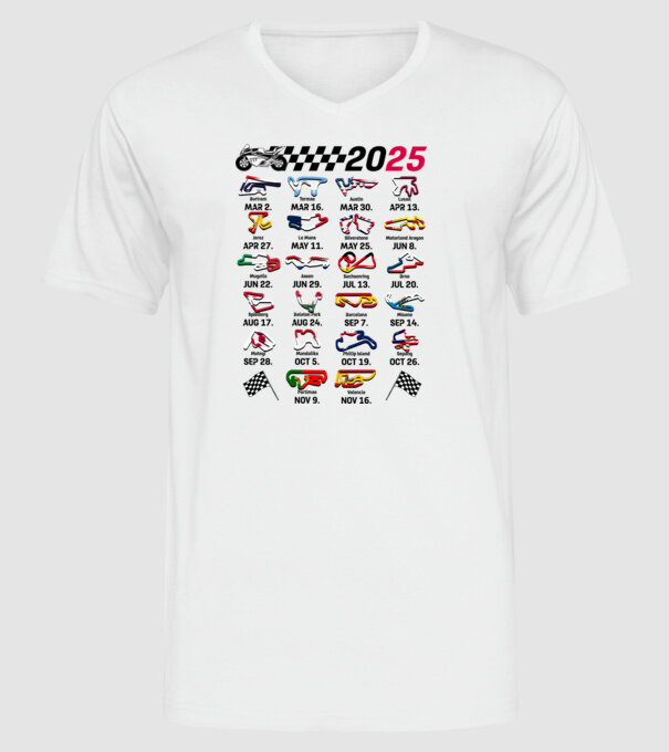 MOTOGP 25 CALENDAR alb model alb pe tricou