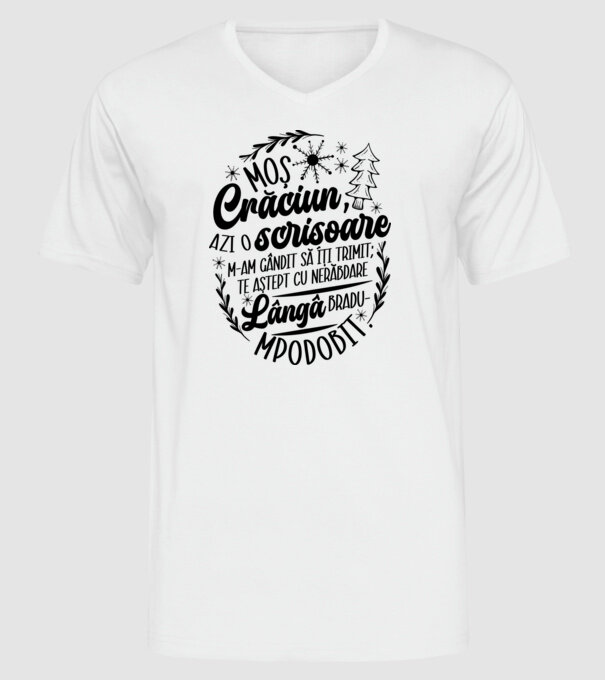 Moş Crăciun model alb pe tricou