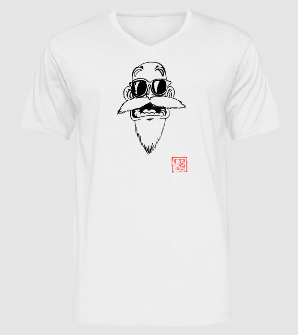 muten roshi art model alb pe tricou